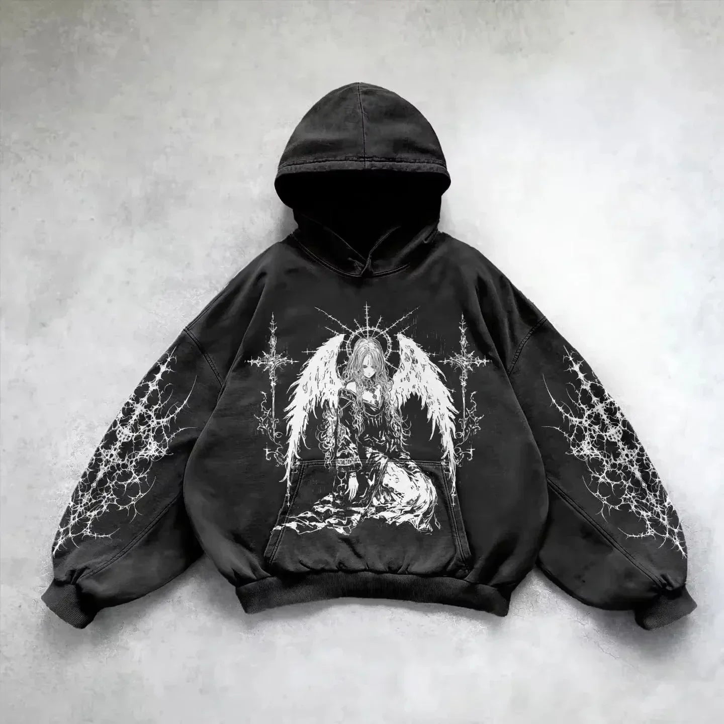 Retro Gothic Graphic Print Hip Hop Hoodie