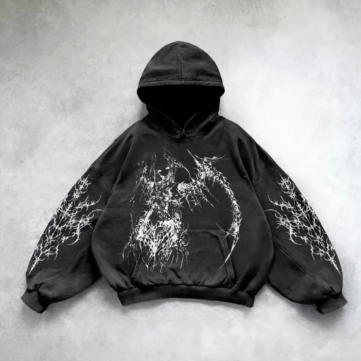 Retro Gothic Graphic Print Hip Hop Hoodie