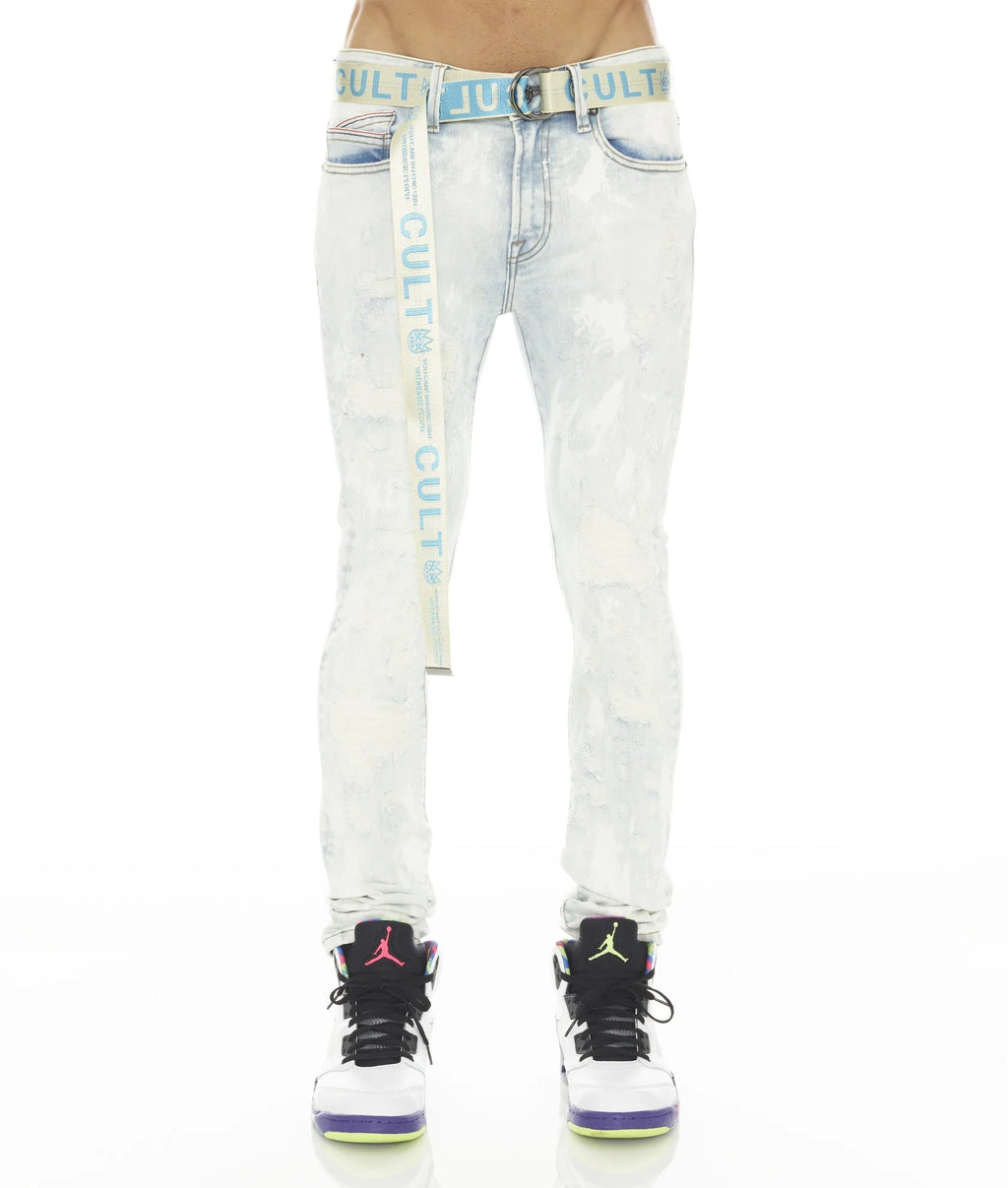 Punk Super Skinny Stretch w/ Belt in Sky