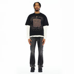 Cult's Long Sleeve Layered Thermal Tee "Rock N Roll Saved My Soul" In Black  626B8-LST72A