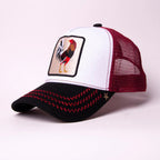 ROOSTER WHITE/BURGUNDY TRUCKER HAT