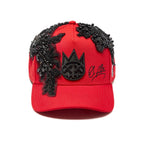 Cult X El Alfa Lurex Emb Logo 5 Panel A Frame Trucker Hat in Red  625B12-CH302A