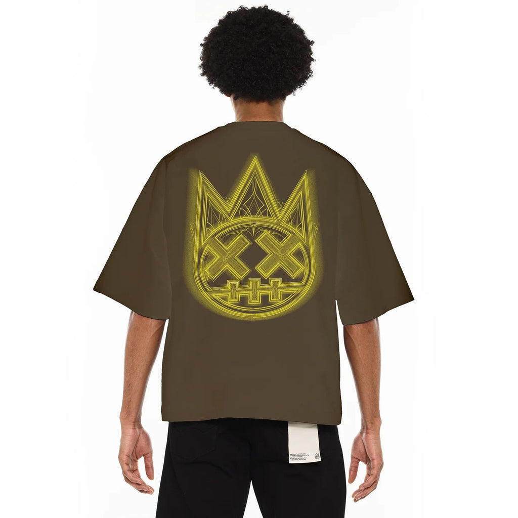 Cult's Oversized Heavyweight Boxy Fit Short Sleeve Crew Neck Tee "Pinstripe" in Sage