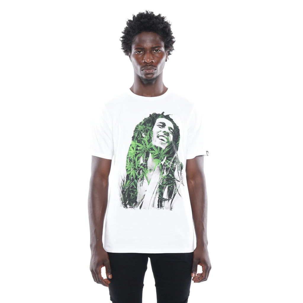 SHORT SLEEVE CREW NECK TEE "GANJA" IN WHITE