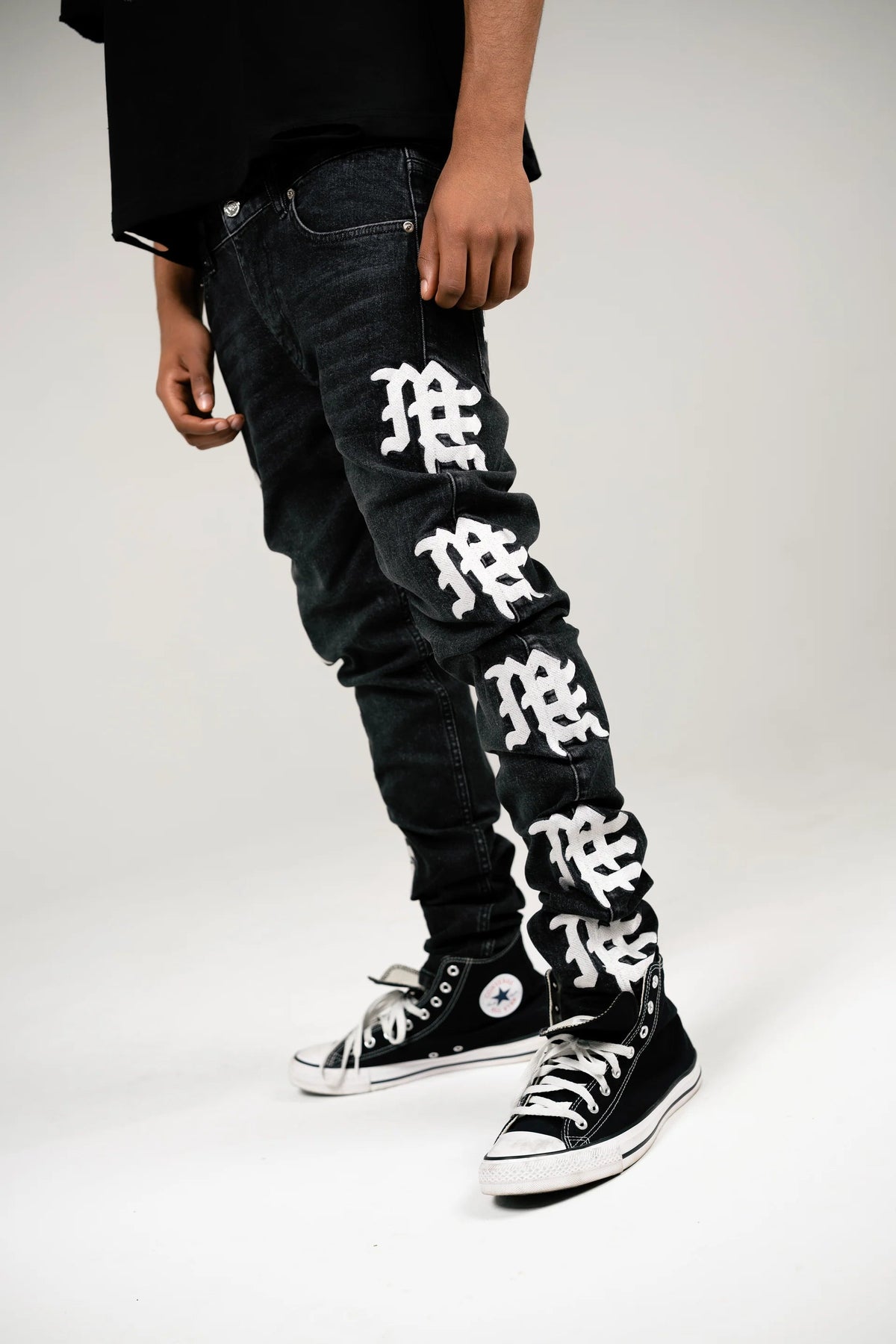MIXED EMITION / Monogram Denim Black Wash Jeans