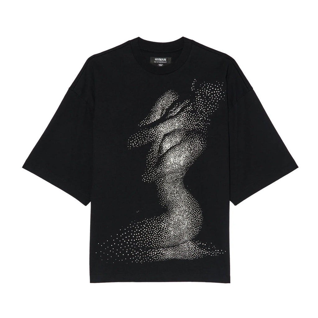 Hvman's Oversized Heavyweight Novelty Tee "Beauty" in Black SKU: 326AC-TT05A