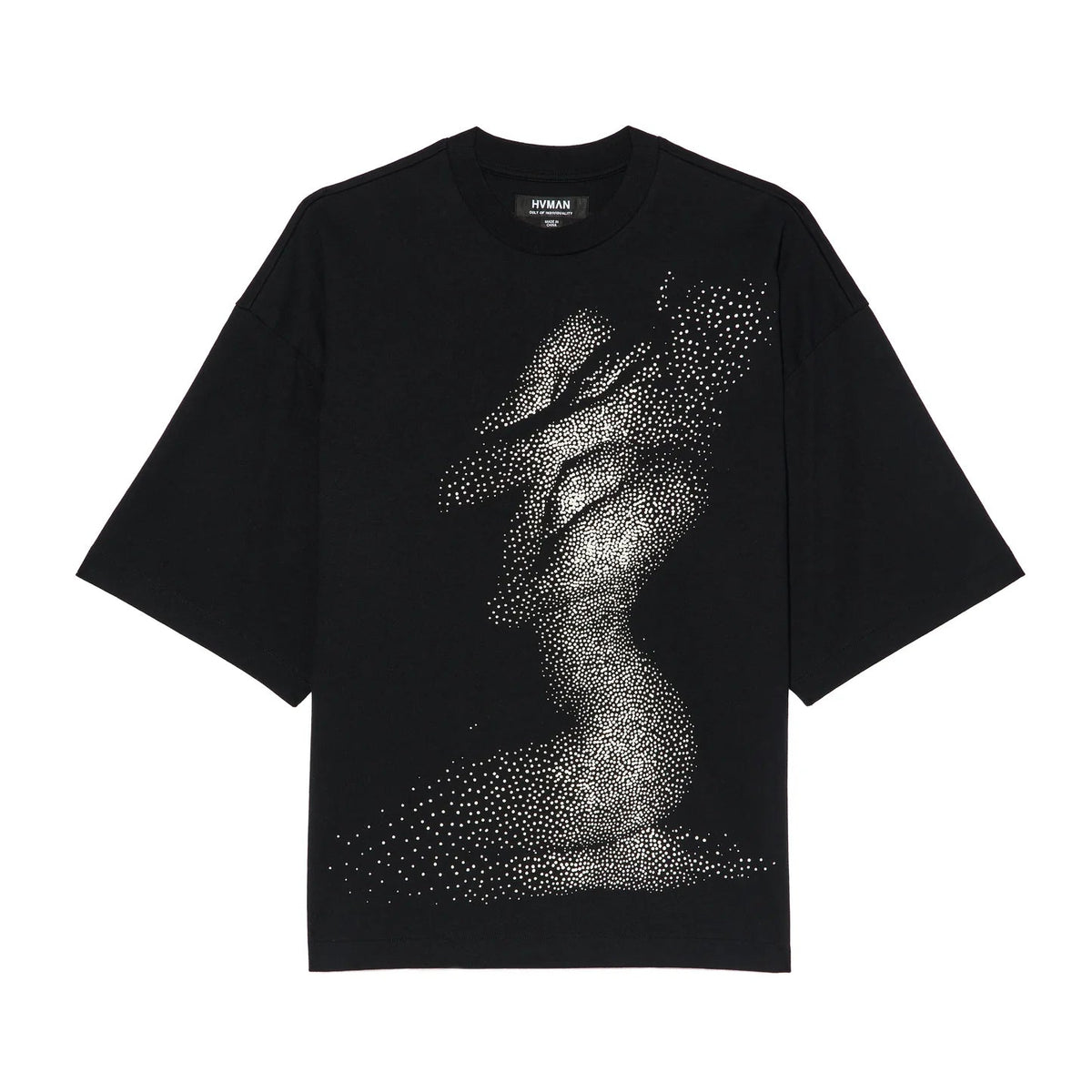 Hvman's Oversized Heavyweight Novelty Tee "Beauty" in Black SKU: 326AC-TT05A