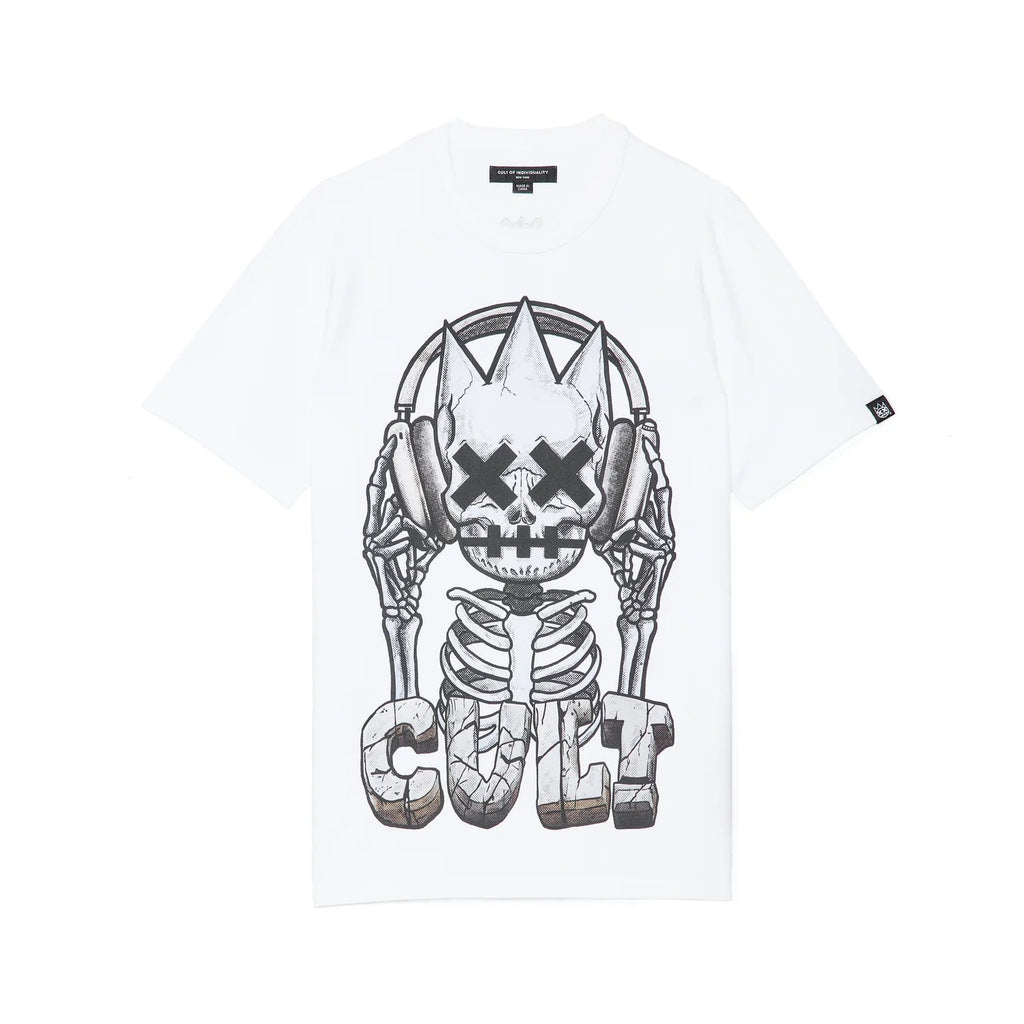 Cult's Short Sleeve Crew Neck Tee "Evolution" in White  626A1-K24A