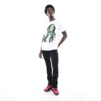 SHORT SLEEVE CREW NECK TEE "GANJA" IN WHITE