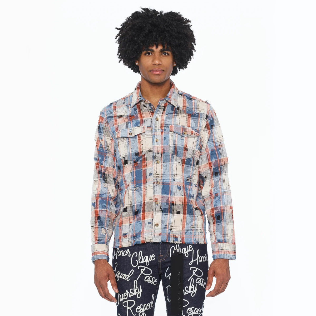 Cult's L/S Vintage Embroidered Plaid Woven Shirt In Harvest Plaid 626B8-WS71E