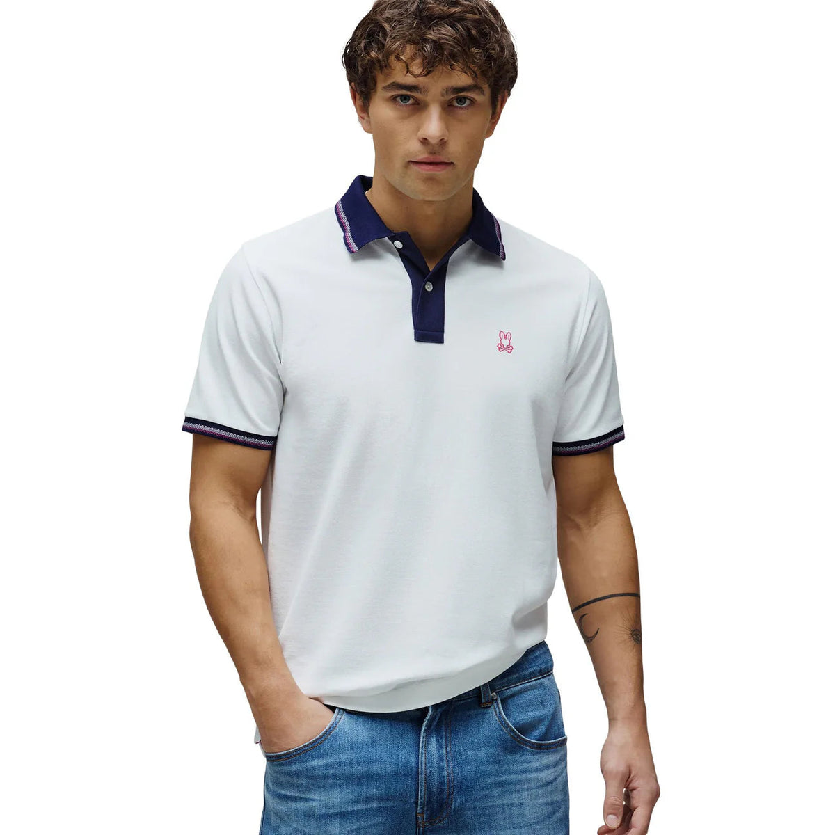 Psycho Bunny Carlos Pique Polo Shirt White