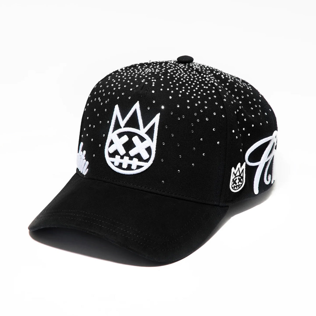 Cult's Exclusive "Crystals" 5 Panel A Frame Trucker Hat in Black 625BC-CC03A