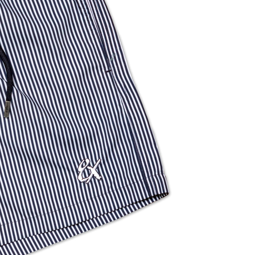 Eight X Men's Striped Slim Fit Swim Trunks - Navy