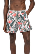 LEAF PRINT VOLLEY SHORT - GREEN PINK