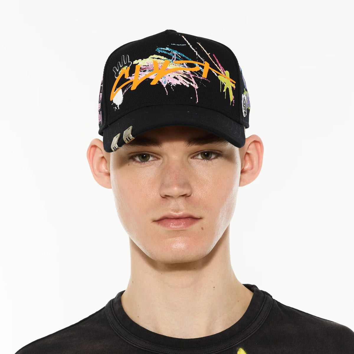 Cult's Logo Mesh Back Trucker Hat "Cult Graffiti" in Black 625BC-CH104A
