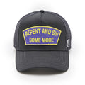 Cult's Logo Mesh Back Trucker Hat "Repent And Sin Some More" in Forged Iron 625BC-CH73A