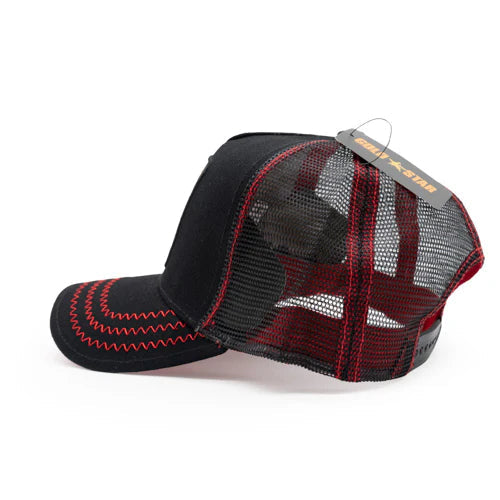 Rooster Trucker Black/Red Hat