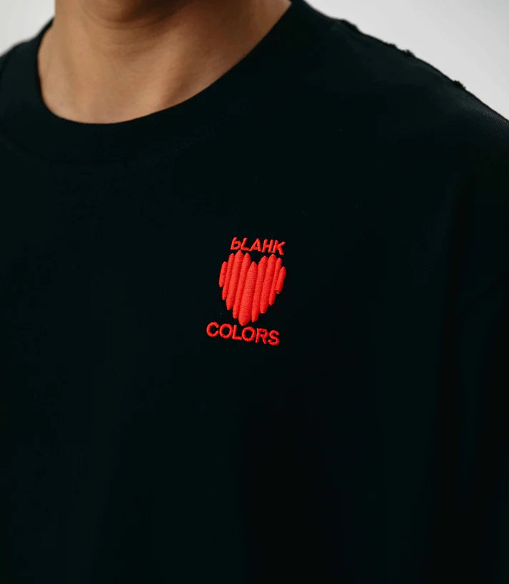 Blahk Colors  BLACK  Heart Mark Tee Oversized