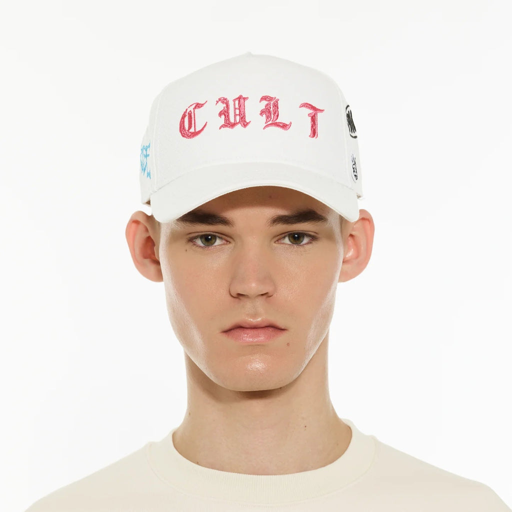 Cult's Logo Mesh Back Trucker Hat "Cult Community" in Winter White 625BC-CH108A