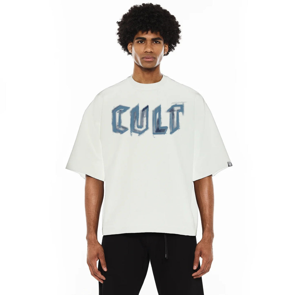 Cult's Oversized Crew Neck Tee in Winter White 625B10-K36A