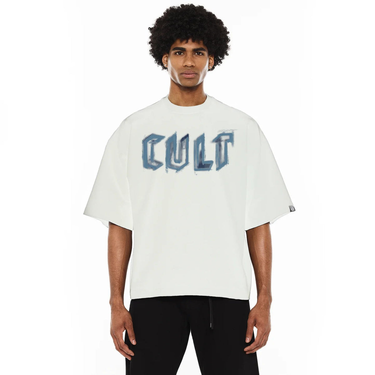 Cult's Oversized Crew Neck Tee in Winter White 625B10-K36A