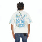 Cult's Oversized Short Sleeve Crew Neck Tee "Stars" 260 Grams In Winter White  626B10-K28A