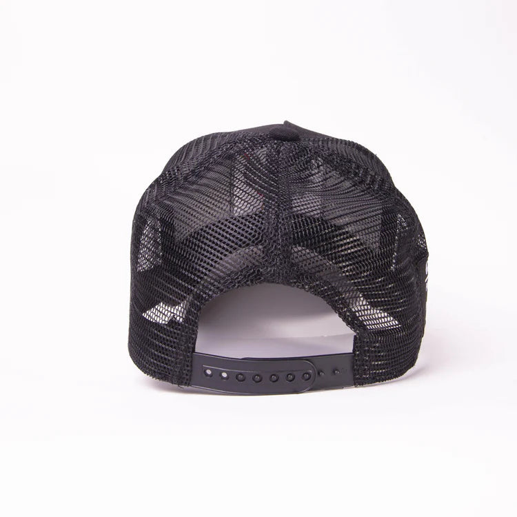 GOLD STAR HAT - NEW ROOSTER BLACK TRUCKER HAT
