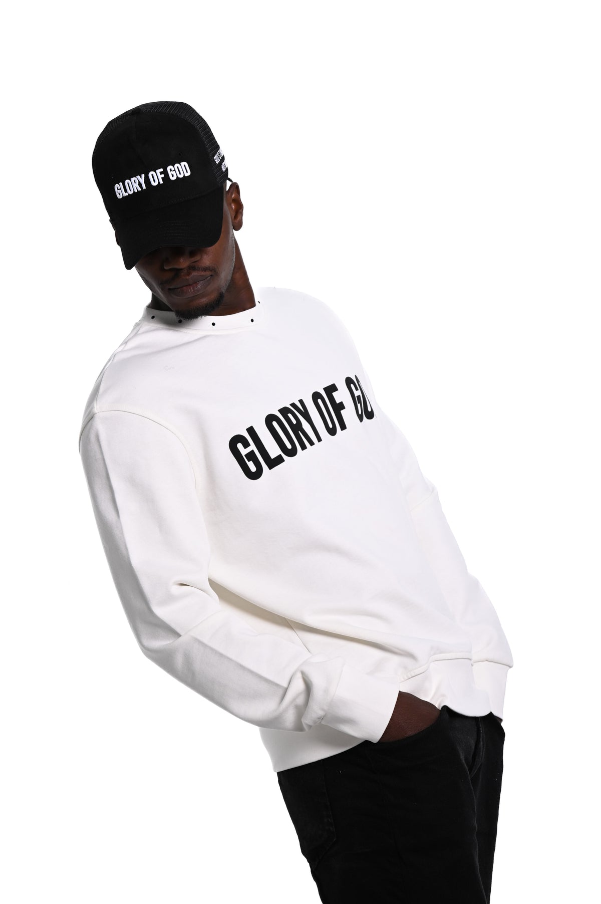 Glory of God Oversized Sweatshirt- White- Black print