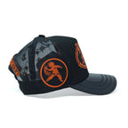 Gold Star Hustle Black Orange Logo Trucker Hat