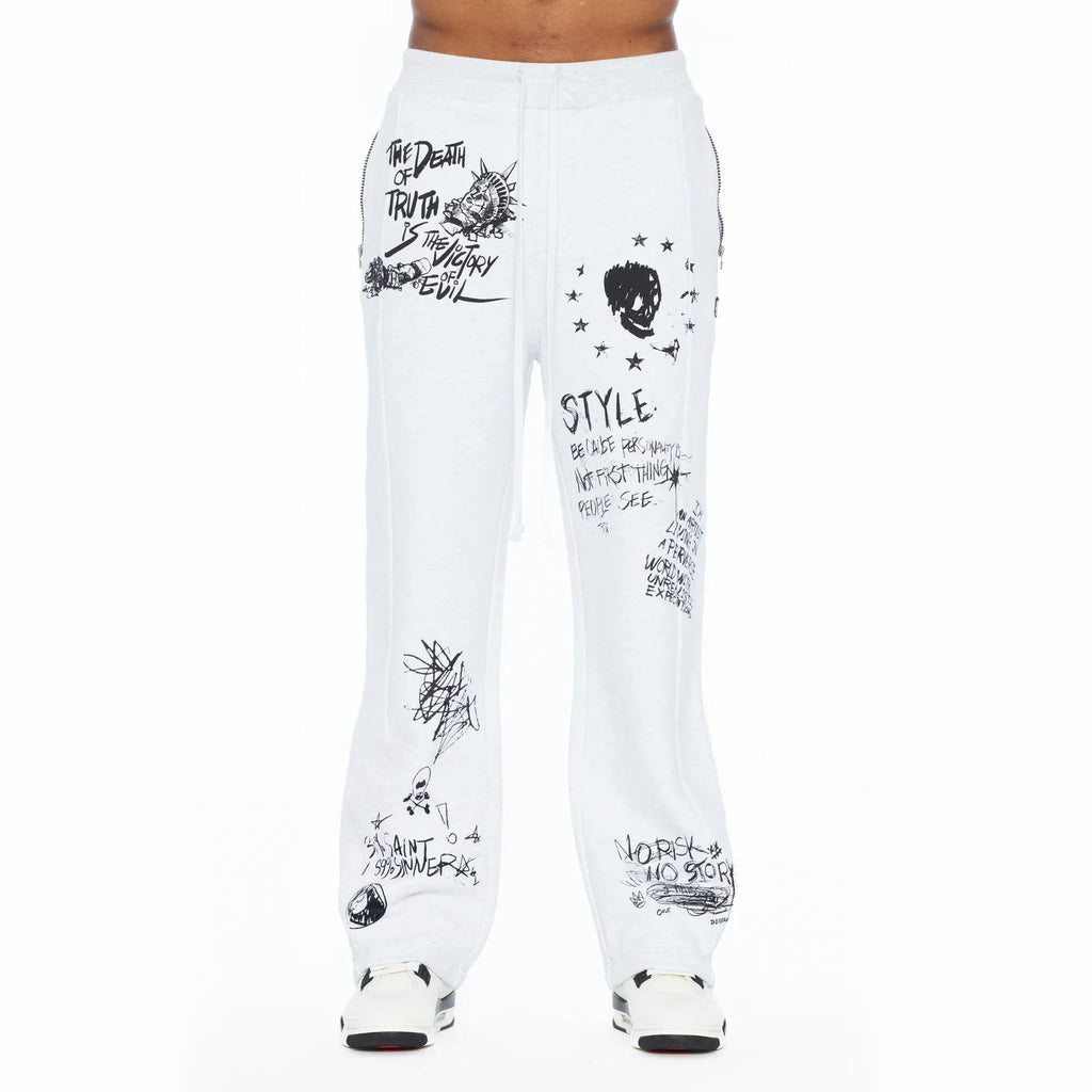 Cult's French Terry Open Hem Sweatpants 620 Grams In Heather Grey 626B8-SP14E