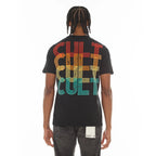 Cult's Heavyweight Short Sleeve Crew Neck Tee "Billiards" in Black SKU: 626A4-K29A