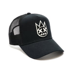 Black Trucker Hat – Mesh Back, White Clean Logo 623BC-CH98