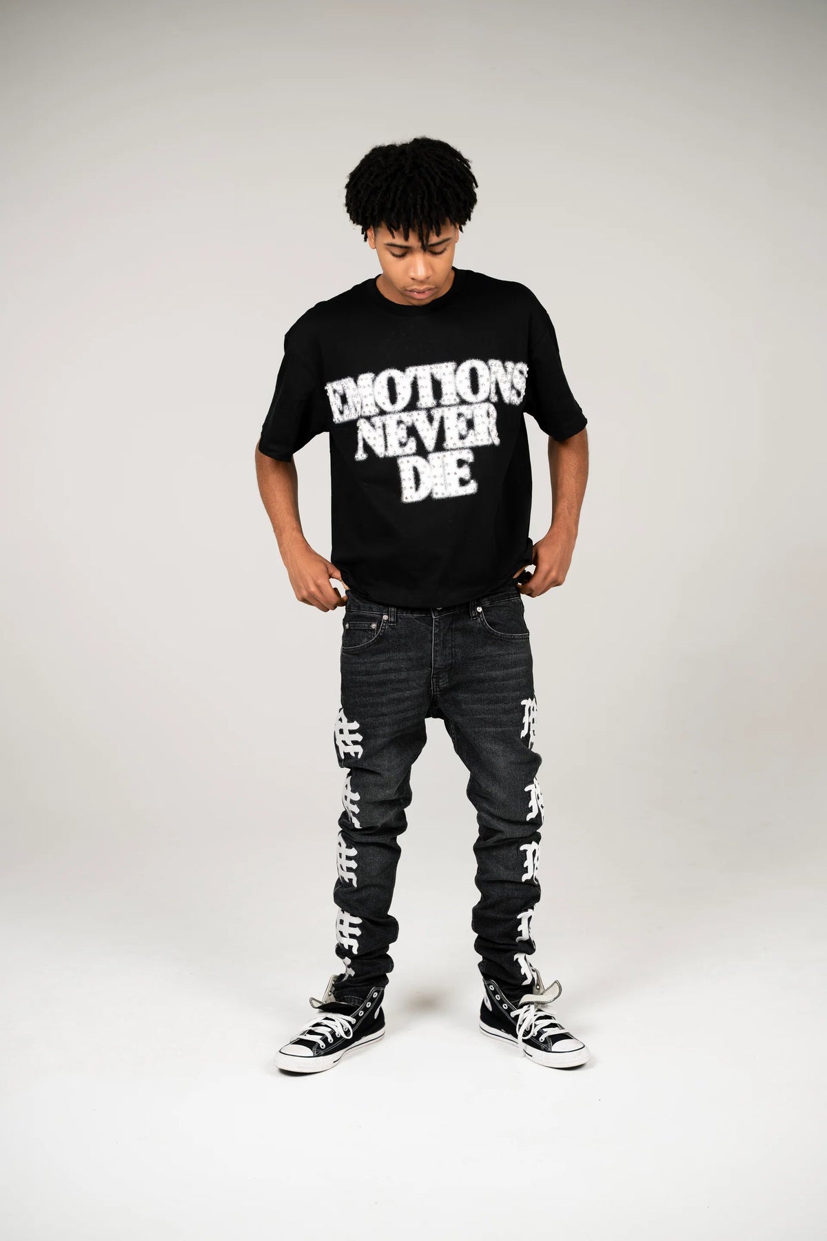 MIXED EMITION / Monogram Denim Black Wash Jeans