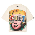 Cult's Oversized Short Sleeve Crew Neck Tee "Every Secret Has A Lie In Winter White  626B7-K33A