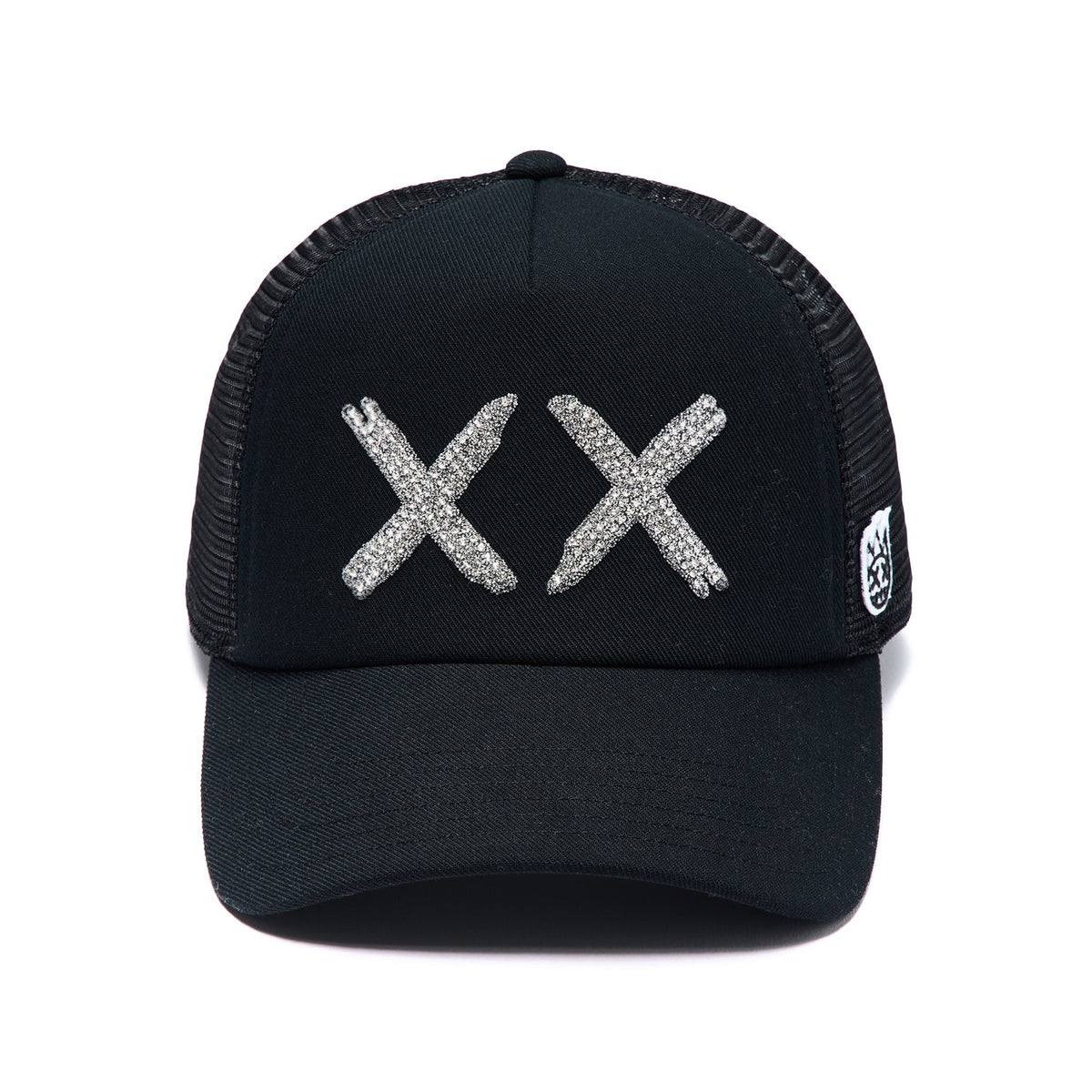 Cult's White Crystals Mesh Trucker Hat "XX" Logo In Black/White  626AC-CH81A