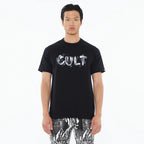 Short Sleeve Crew Neck Tee "Plaster Logo" in Black