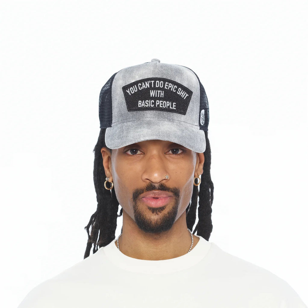 Cult's Mesh Back Trucker Hat "Cant Do Epic Shit" In Grey  626BC-CH47A