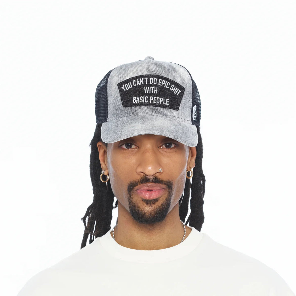 Cult's Mesh Back Trucker Hat "Cant Do Epic Shit" In Grey  626BC-CH47A
