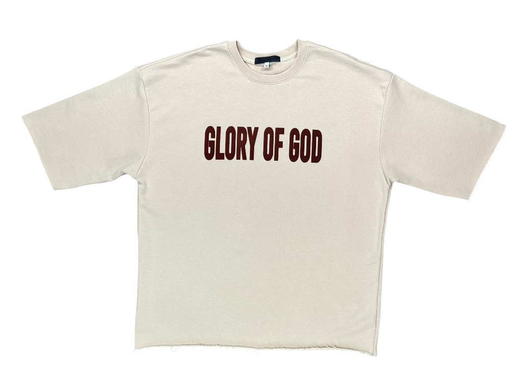 Glory of God T-Shirt - Ecru White with Seal Brown Font