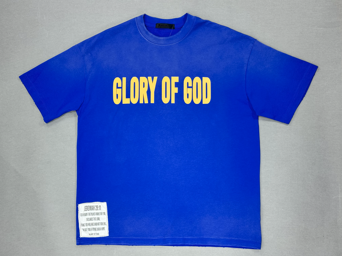Glory of God Oversized Half Sleeve T-Shirt - Ultra-Soft Cotton in Vibrant Blue