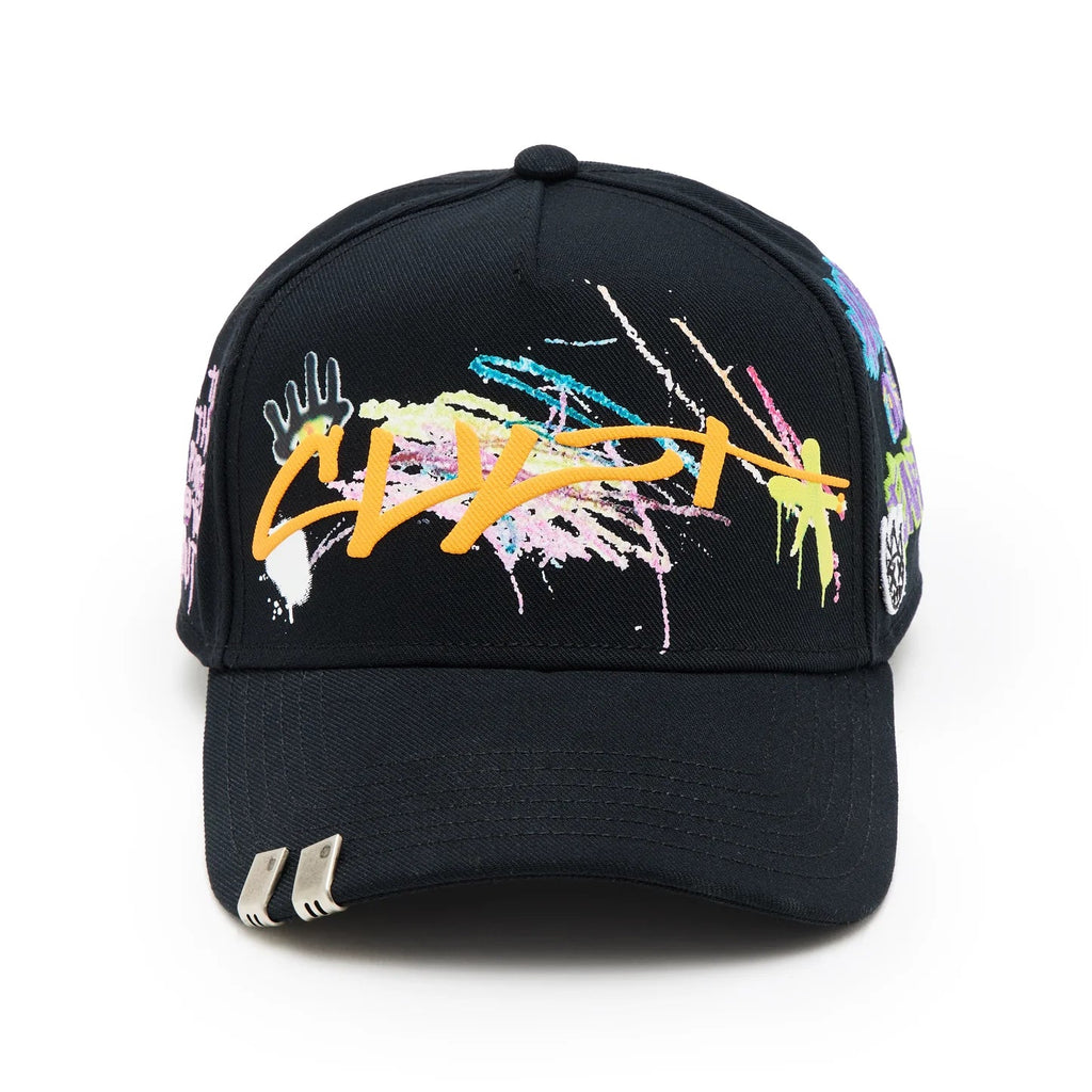 Cult's Logo Mesh Back Trucker Hat "Cult Graffiti" in Black 625BC-CH104A