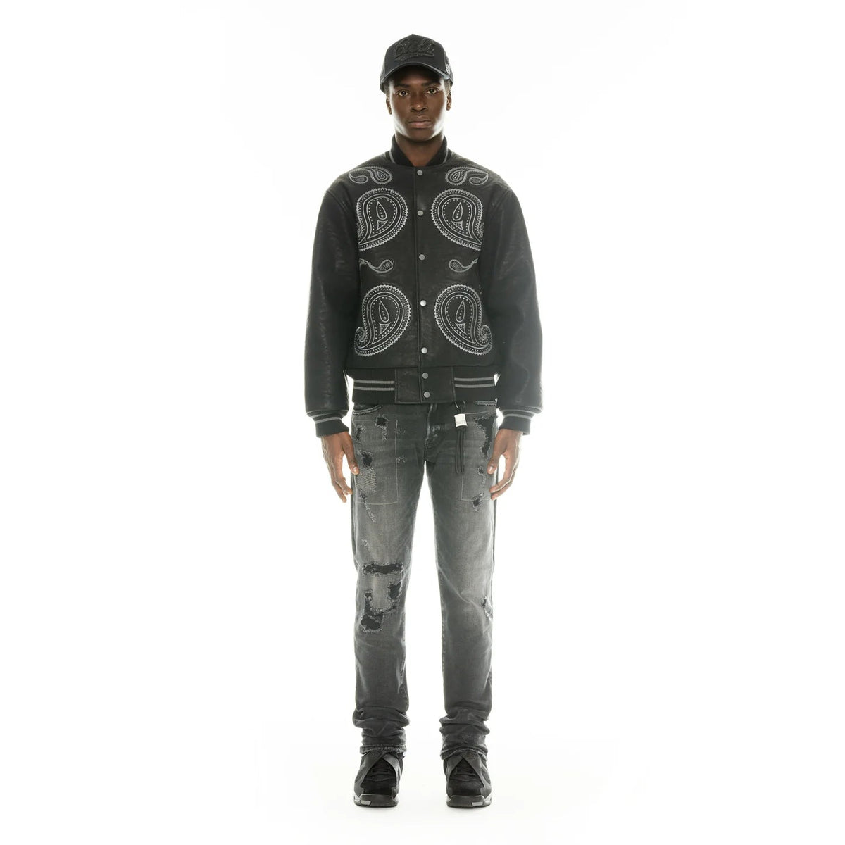 Cult's Paisley Varsity Jacket in Black