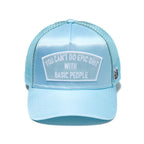 Cult's Mesh Trucker Hat With Satin "Epic Shit" In Blue Glow SKU: 626AC-CH73A