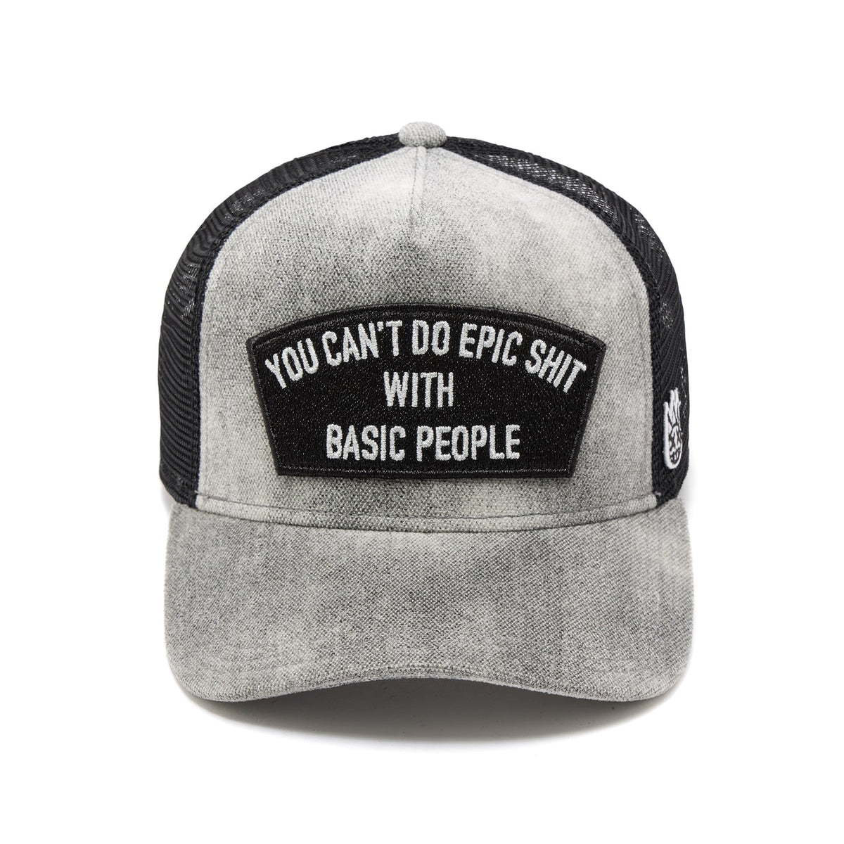 Cult's Mesh Back Trucker Hat "Cant Do Epic Shit" In Grey  626BC-CH47A