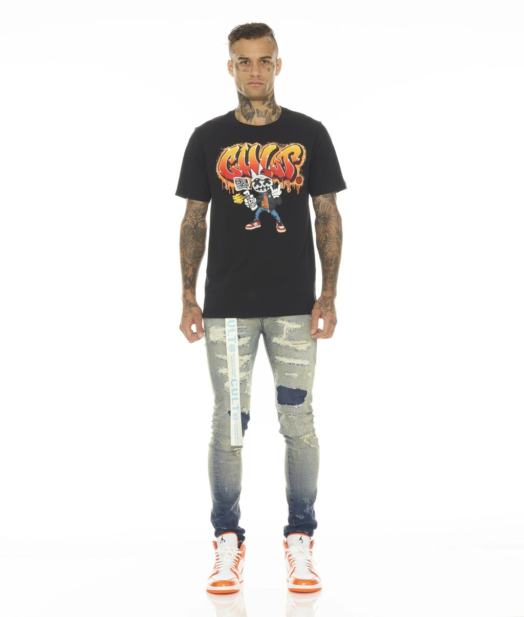 PUNK SUPER SKINNY STRETCH W/ BEET RED BELT IN INO