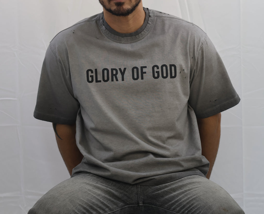 Glory of God Oversized T-Shirt - Ultra-Soft Cotton in Elegant Gray with Black Font