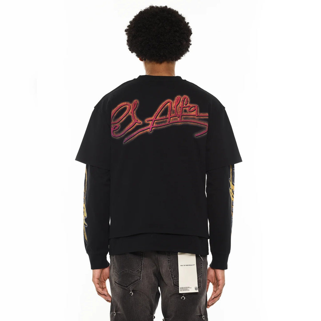 Cult x El Alfa Premium Long Sleeve Thermal Shirt "Cobra" in Black 625B8-LS26A