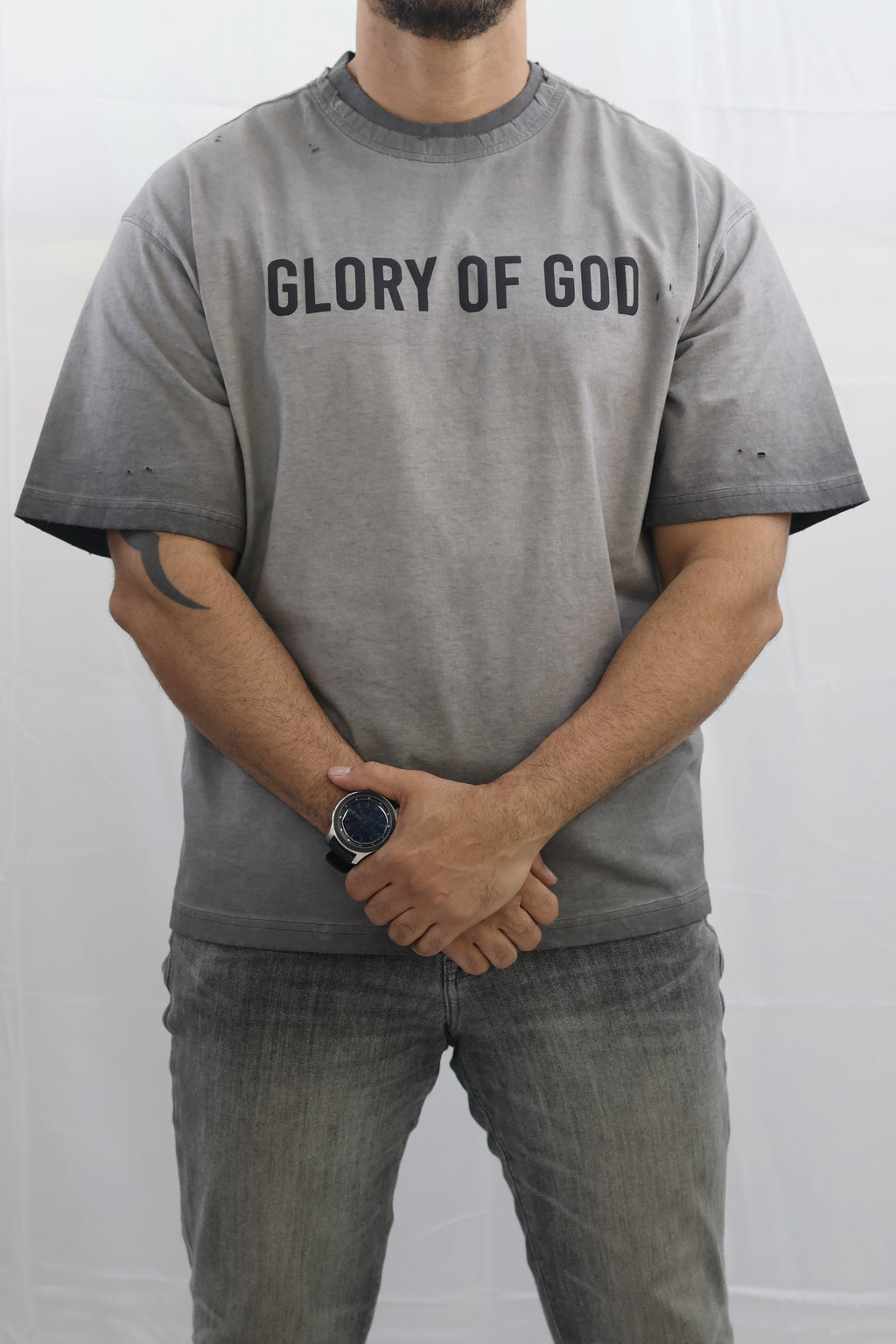 Glory of God Oversized T-Shirt - Ultra-Soft Cotton in Elegant Gray with Black Font