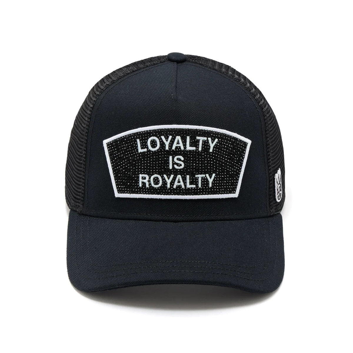 Cult's Mesh Back Trucker Hat "Loyalty Is Royalty" In Black  626BC-CH63A