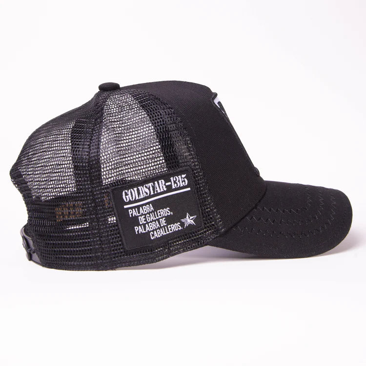 GOLD STAR HAT - NEW ROOSTER BLACK TRUCKER HAT